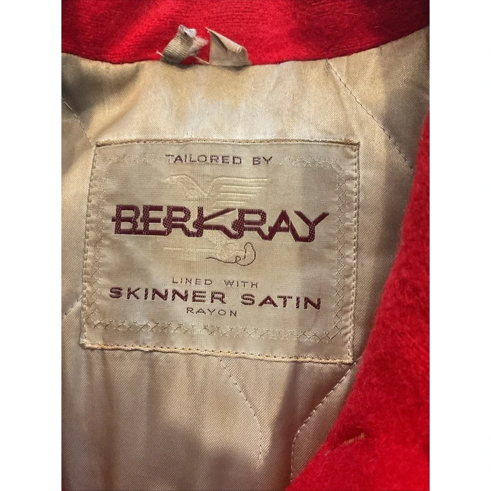 Vintage Berkray Red Wool Duffle‎ Coat Womens Sz 40 Large Toggle Classic
